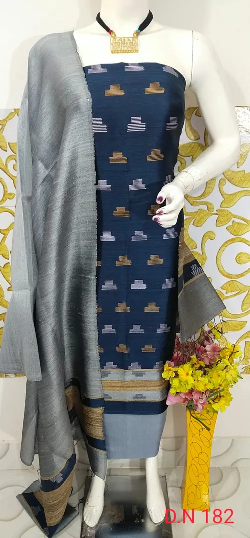 Traditional Tussar Dupion Silk Suit Material for Women